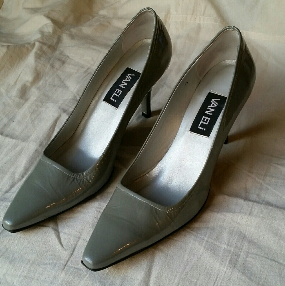Vaneli Grey Patent Leather Pumps