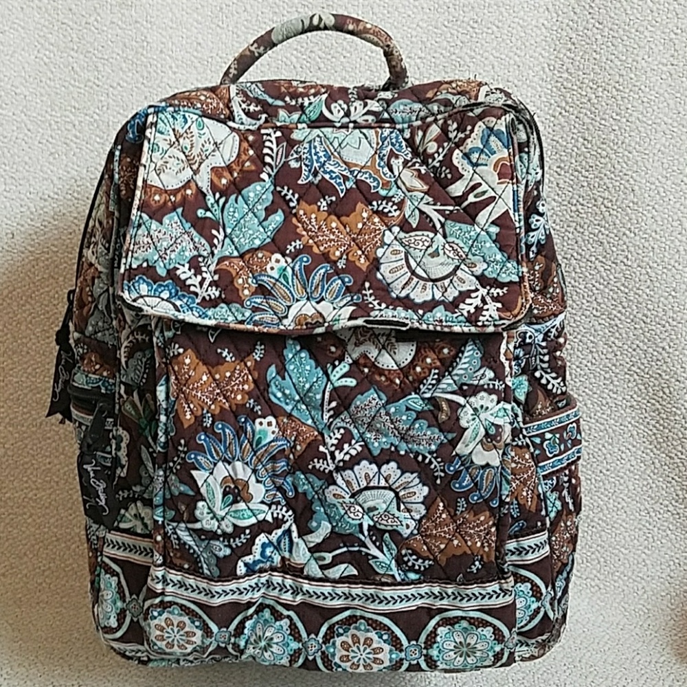 Vera Bradley blue and brown backpack 14"