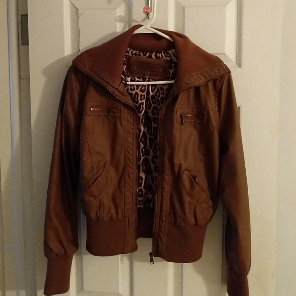 Lightly used brown leather jacket