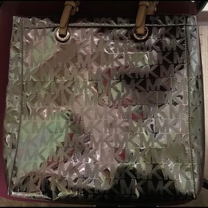 *Authentic*  Michael Kors Metallic Nickel Tote