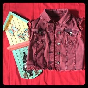 Bullhead Cropped Burgundy Denim Vest