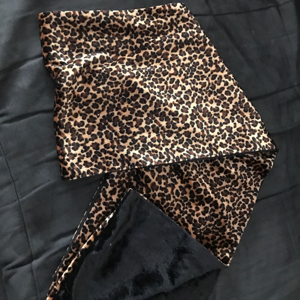 Leopard print velvet scarf