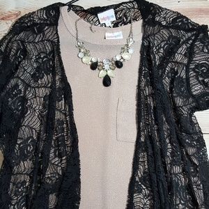 LuLaRoe Blush Elegant Carly Dress Black Lace Monro