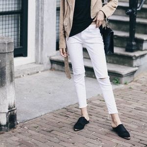 Black Faux Suede Flat Mules