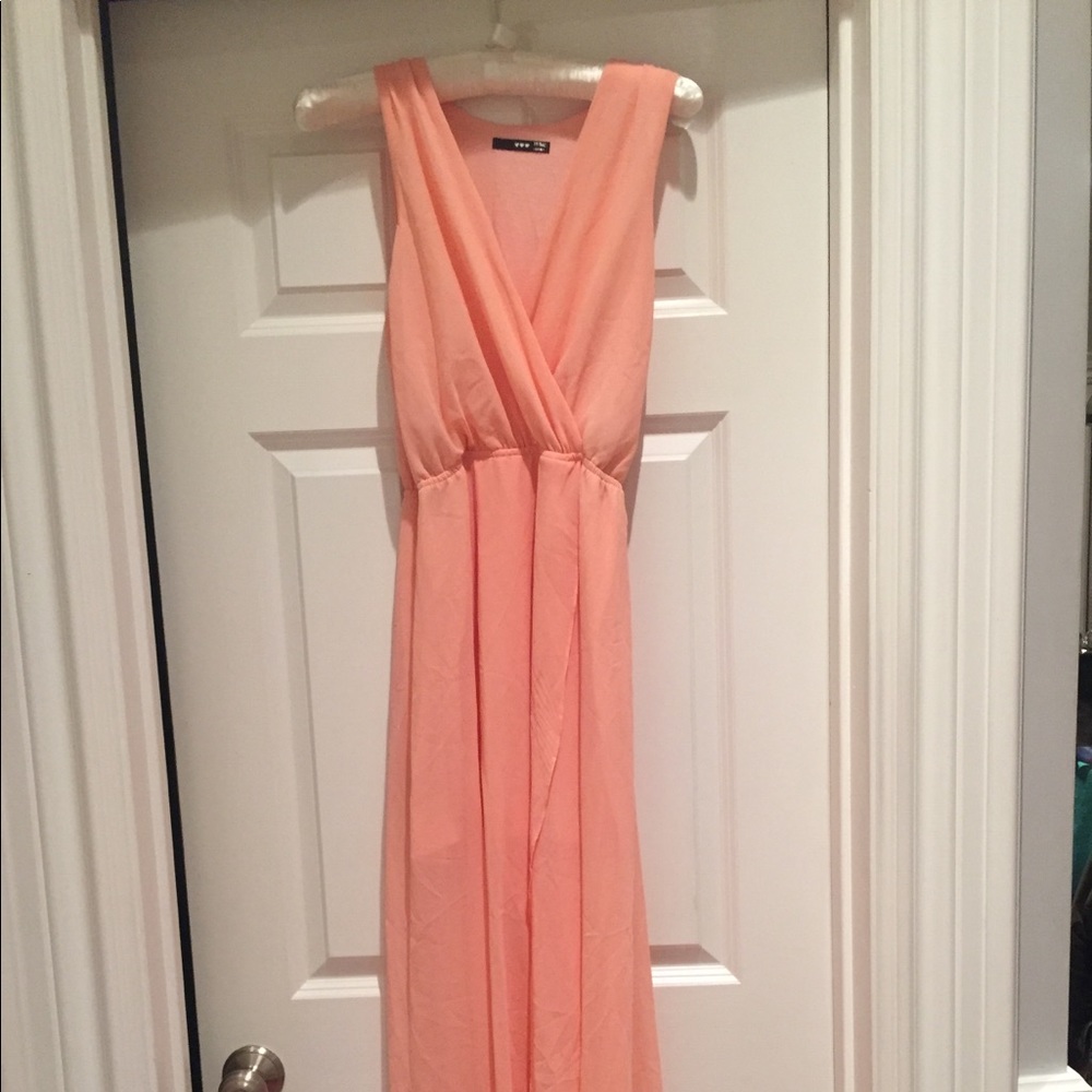 High low peach dress