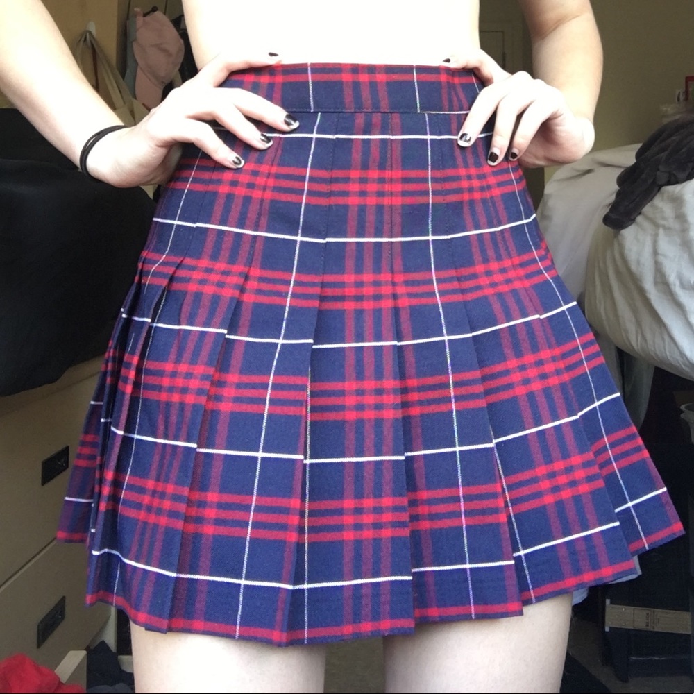 American Apparel red plaid tennis skirt