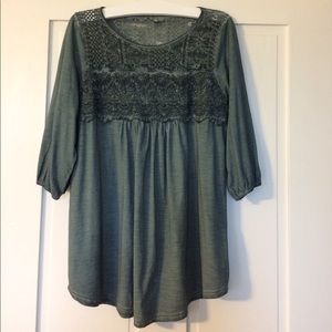 Easel Boho Chic Long Sleeved Babydoll Shirt