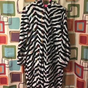 Justice onesie fleece pajamas Zebra 16/18