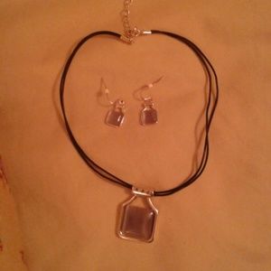 Kenneth Cole nwot set light bluish color on silver earrings and necklace set