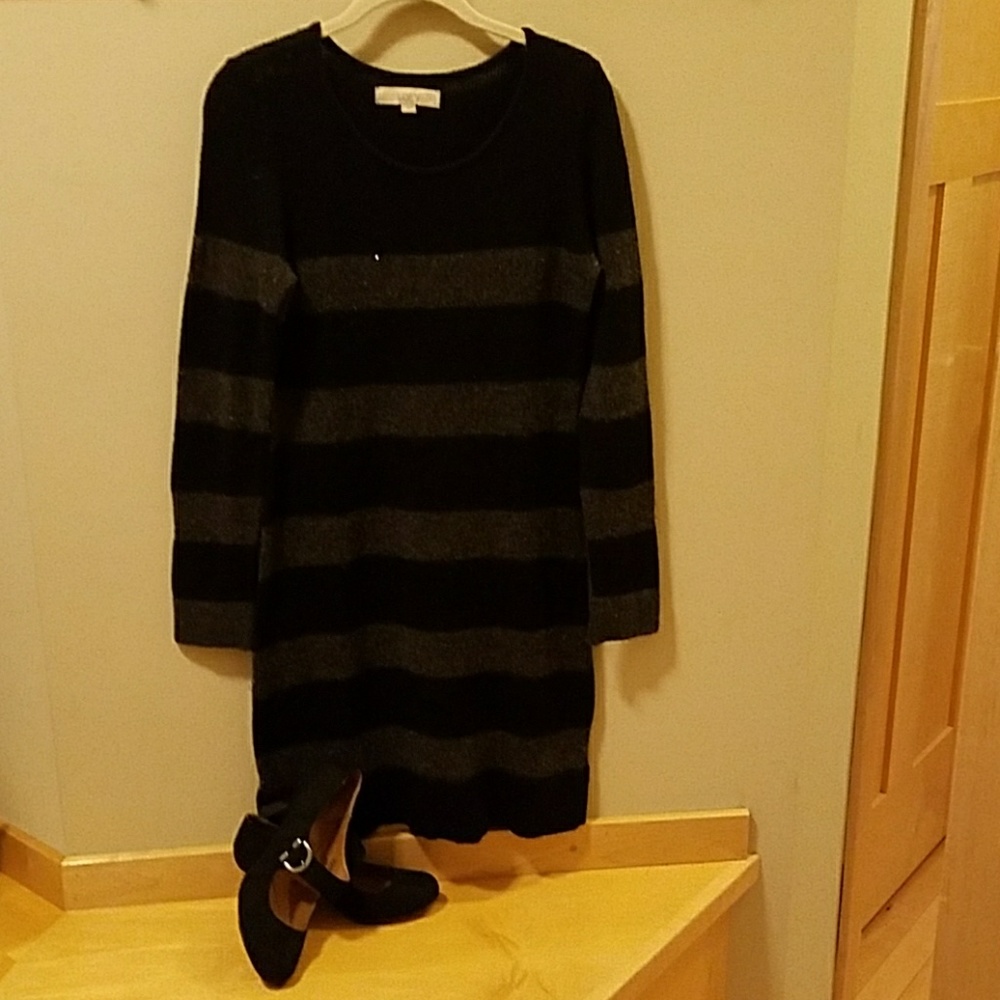 Black and grey sweater dress