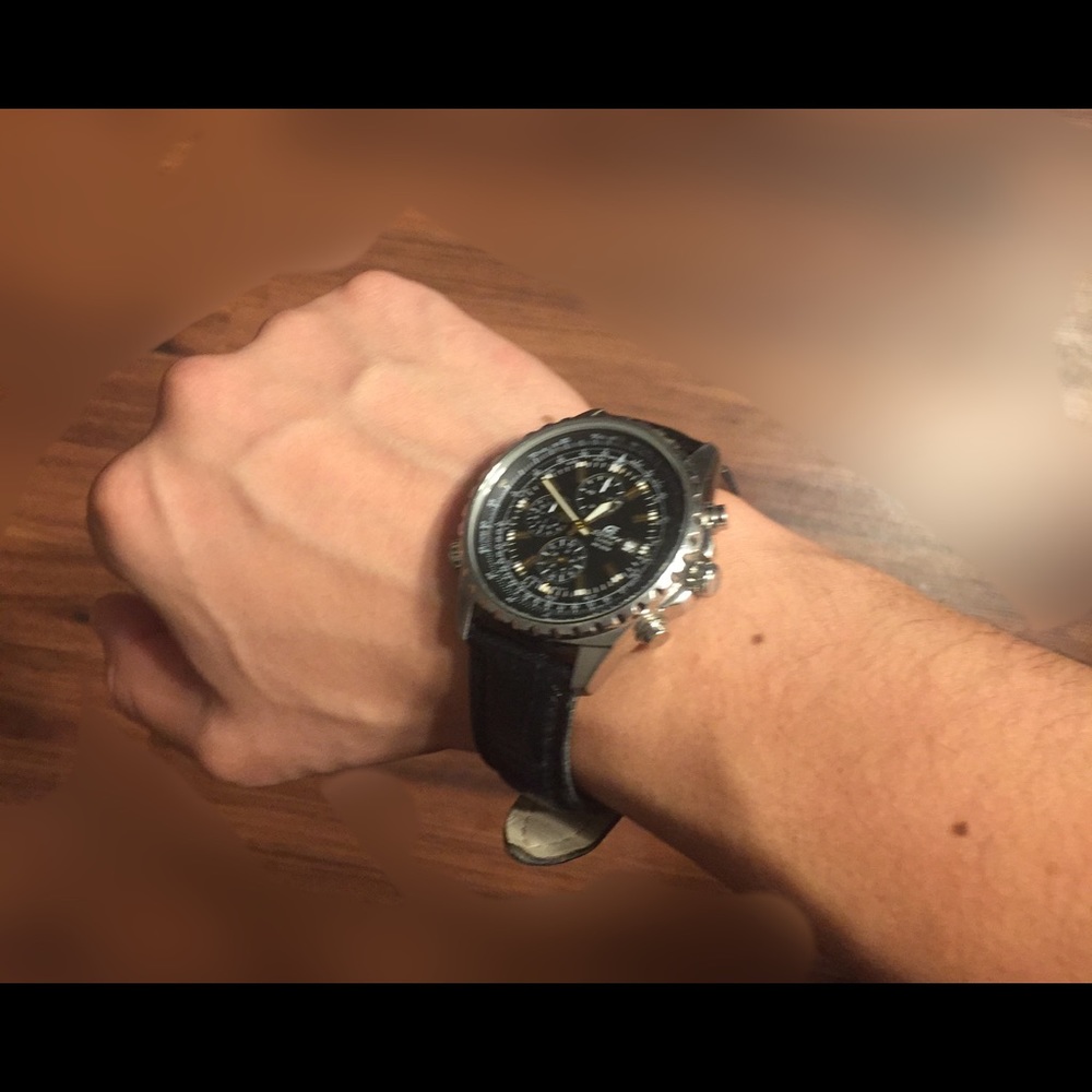 🔥Casio Edifice🔥 (Black Leather Strap)