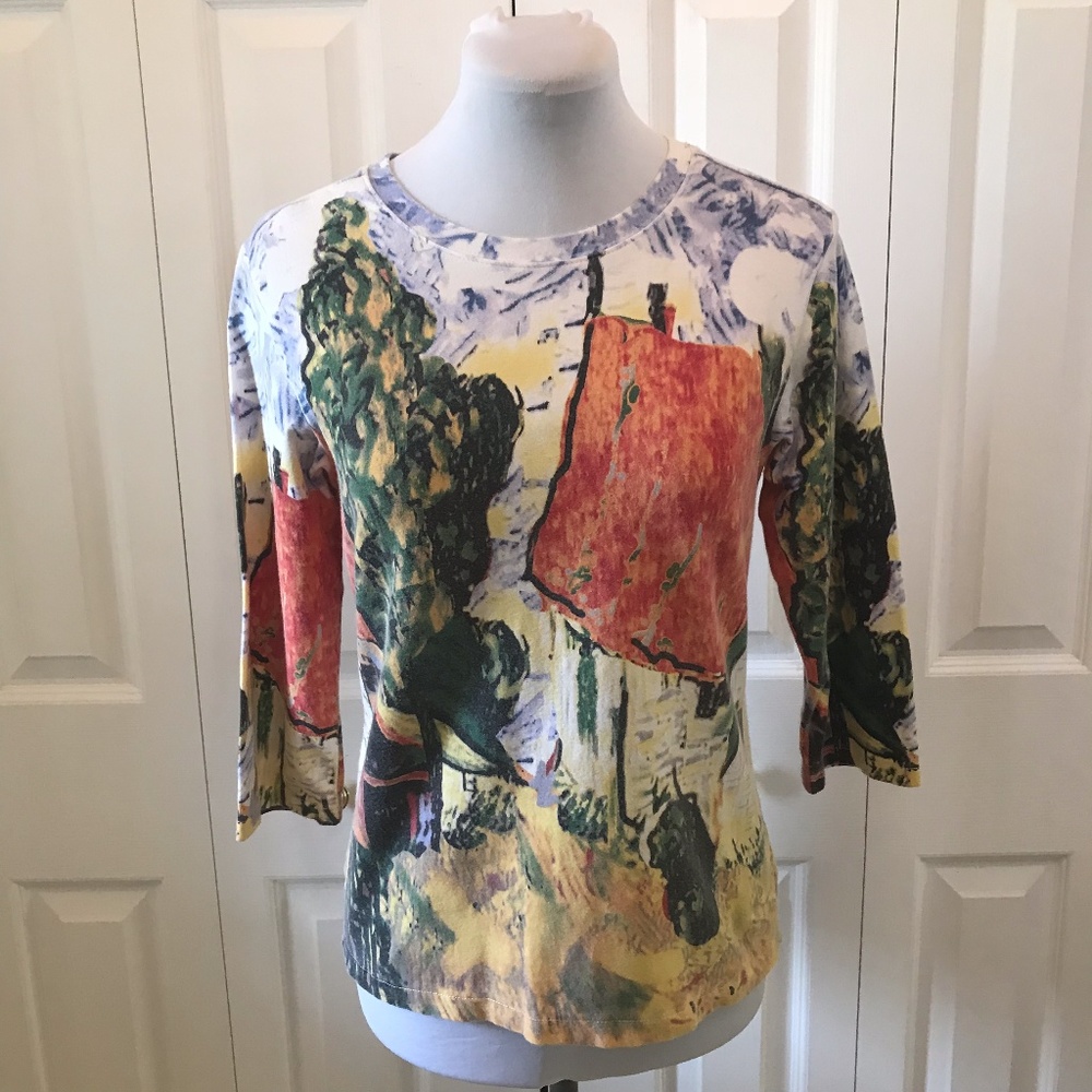 Artscapes Abstract top sz XS 3/4 Sleeve
