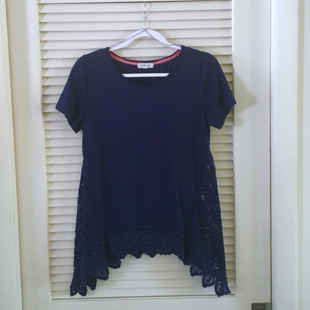 Navy top with lace sides