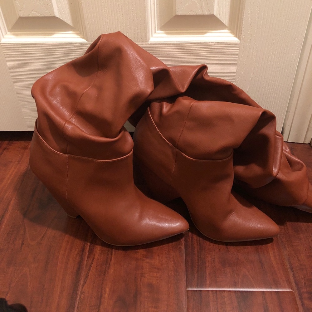 Cognac Brown Slouch Boots