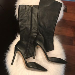 Black leather heels