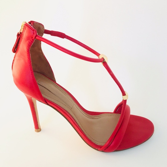 BCBGMaxAzria Shoes - BCBGMAXAZRIA Nixie Red Leather T Strap Heel