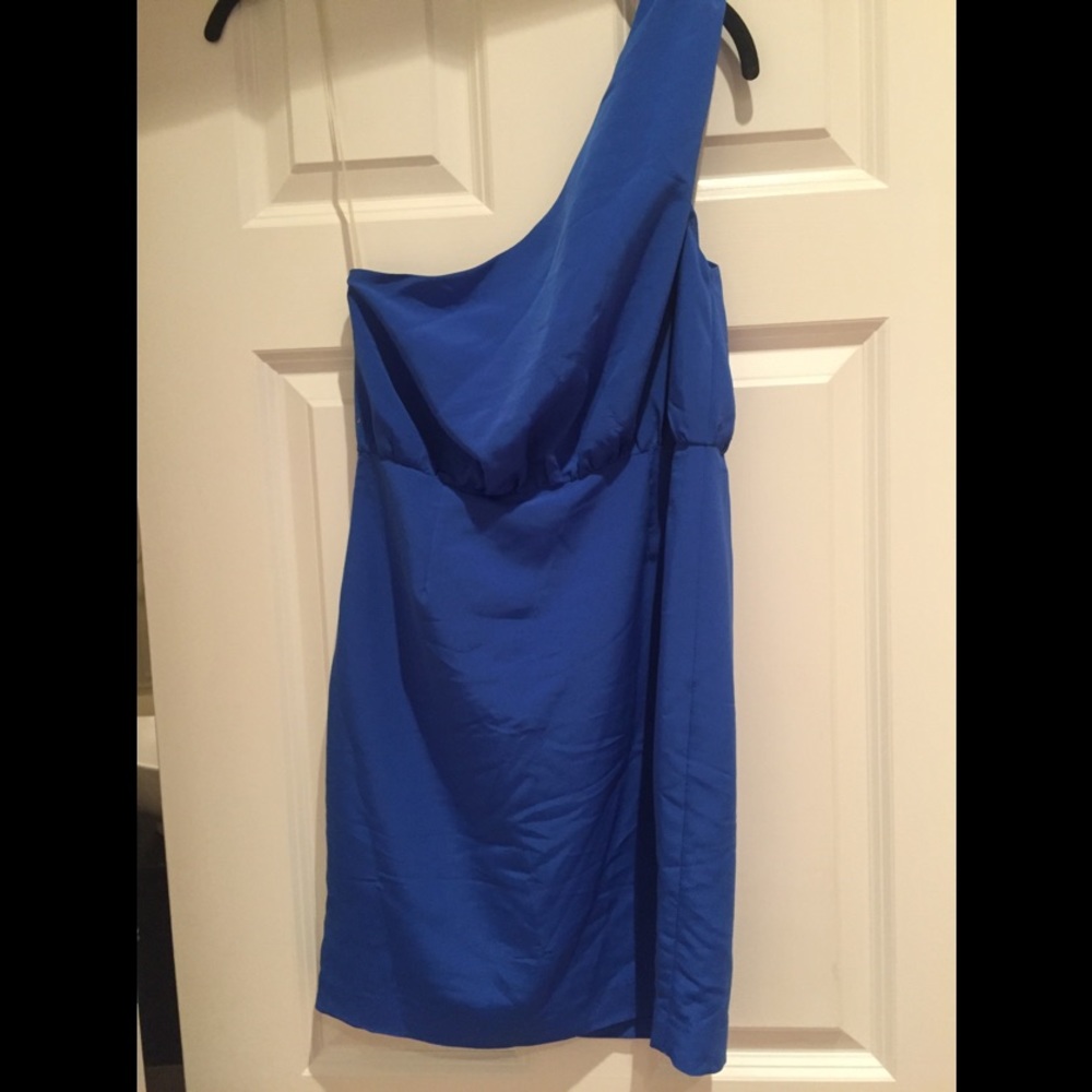 Aqua royal blue one shoulder dress