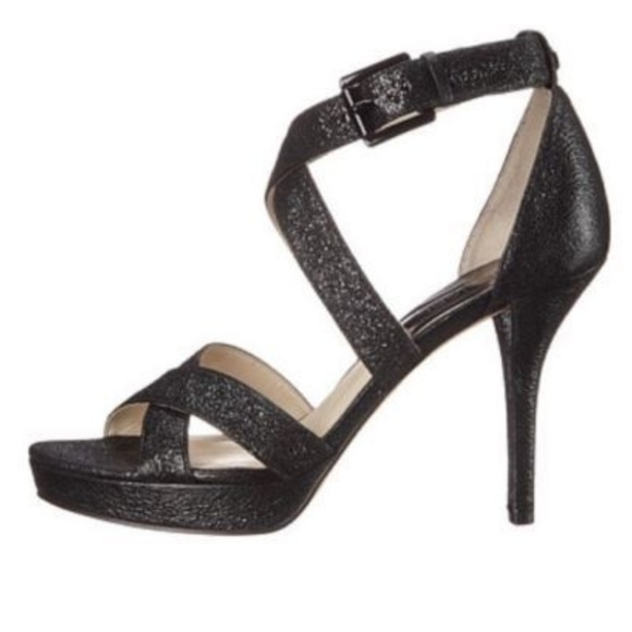 MICHAEL KORS Evie Platform Black Sparkle Metalic - Picture 2 of 6