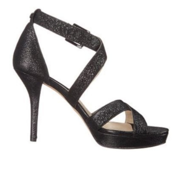 MICHAEL KORS Evie Platform Black Sparkle Metalic - Picture 5 of 6