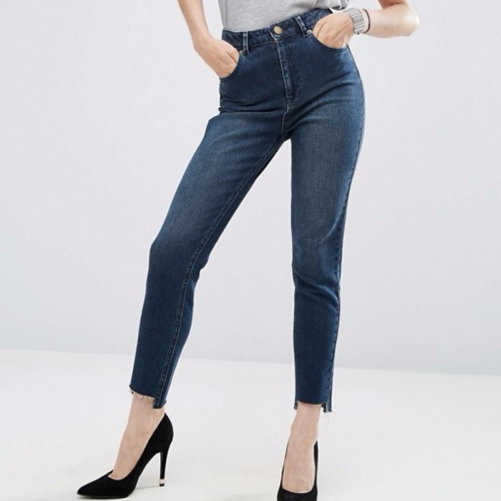 ASOS FARLEIGH Slim Mom Jeans in Jupiter Dark Wash