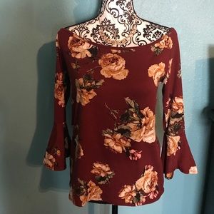Floral bell sleeve top