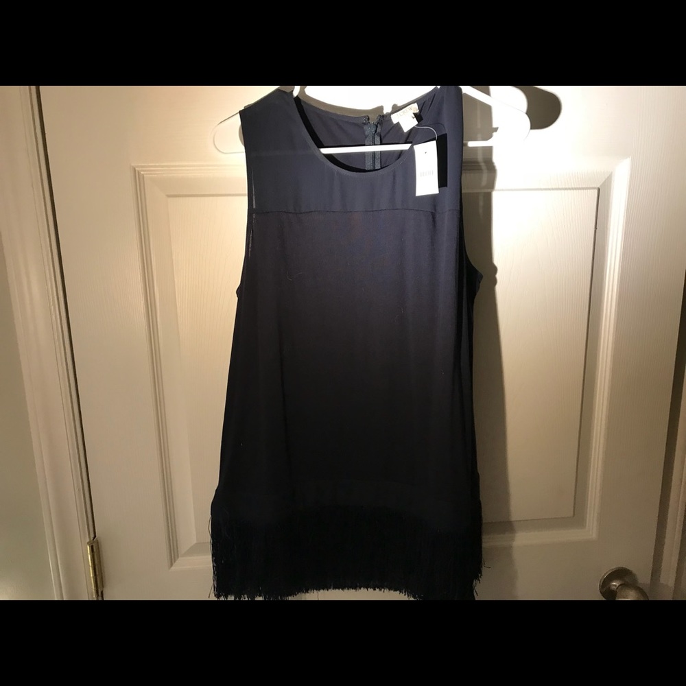 Navy J. Crew Fringe Top NWT