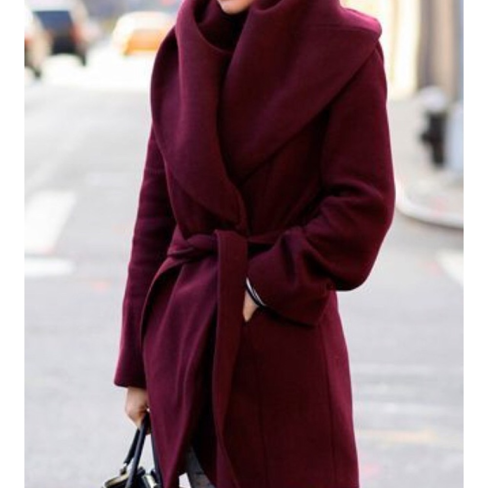 NWOT beautiful burgundy Tahari wool coat.