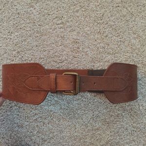 Brown Belt with Floral Embellishment