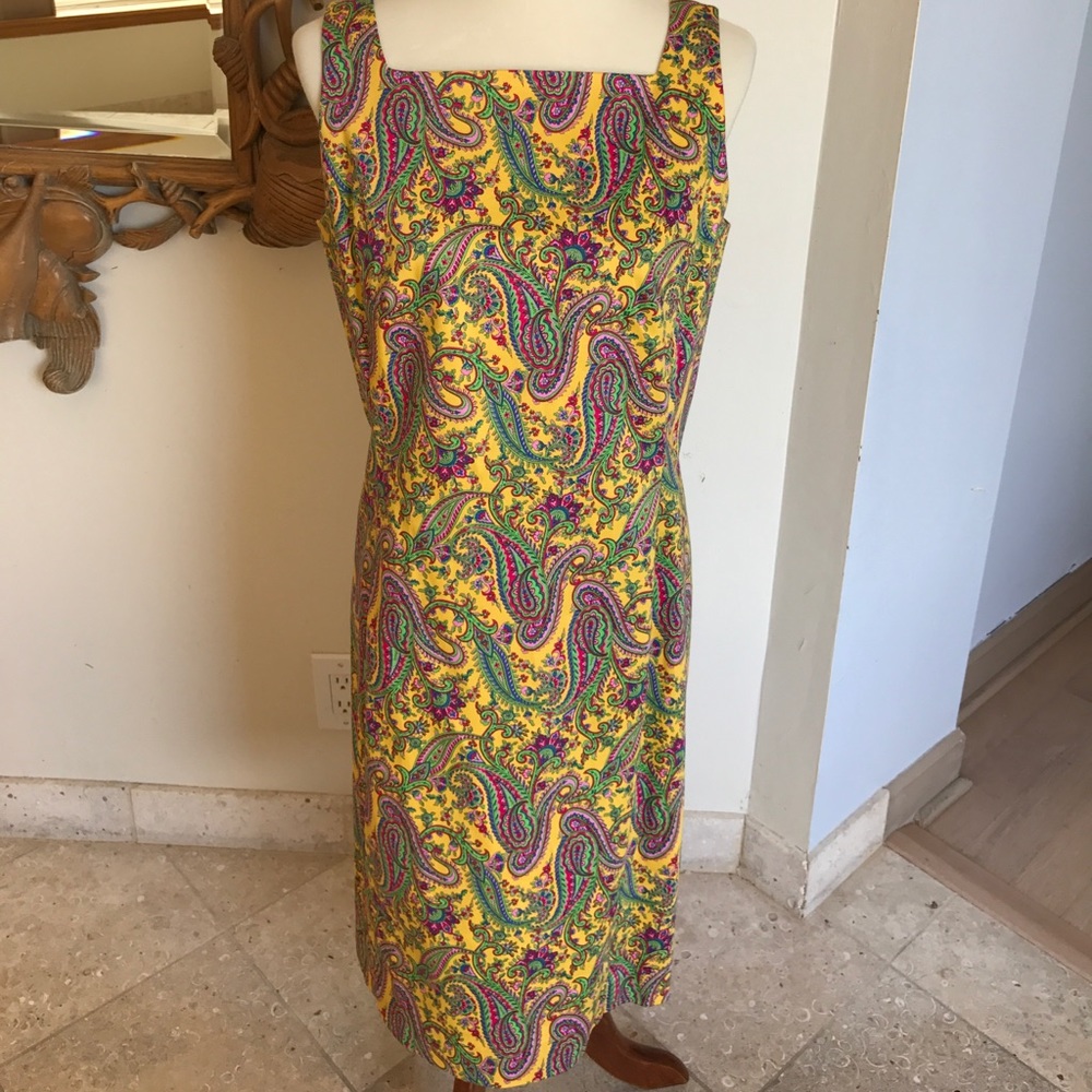 Ralph Lauren yellow paisley sleeveless dress