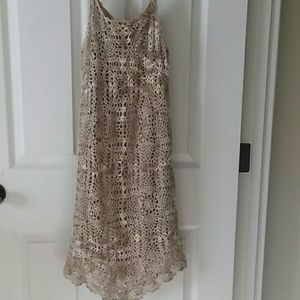 Girls knit beige and taupe dress