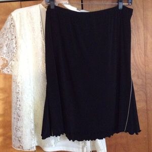 Black Skirt with ivory slit design