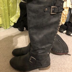 Grey Steve Madden riding boots