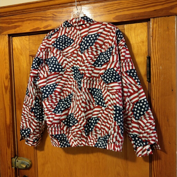 American Flag Print Zip Jacket by Tapestry. Petite - Picture 3 of 4