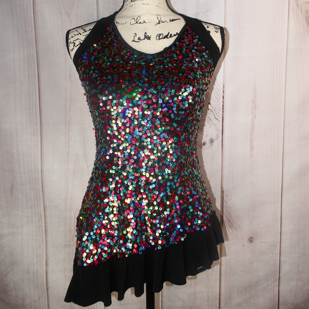 Girl Dance Wear Colorfull Sequin Top
