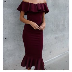 havana ruffle midi dress