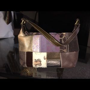 Small brown patchwork Coach handbag