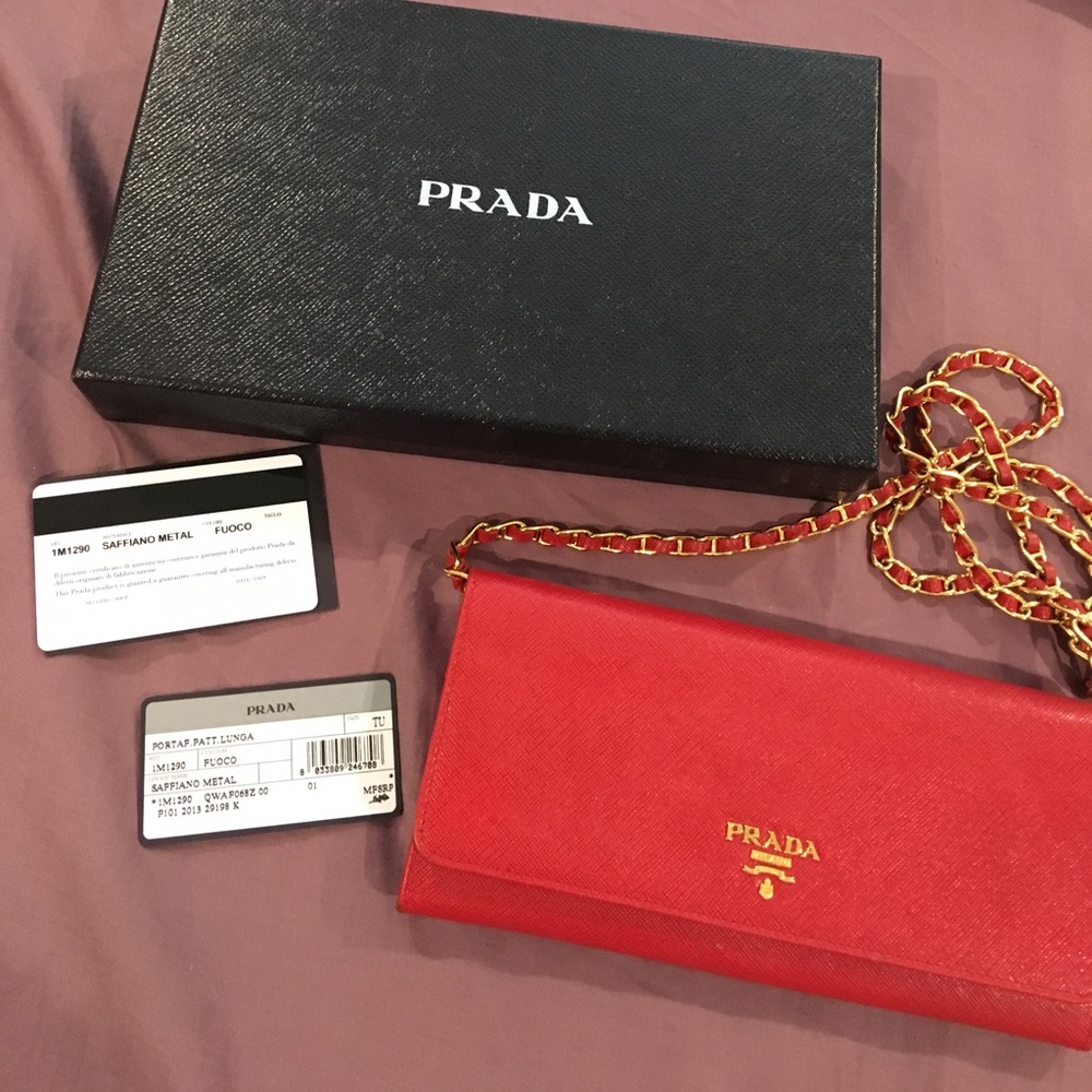 Authentic red Prada crossbody/clutch