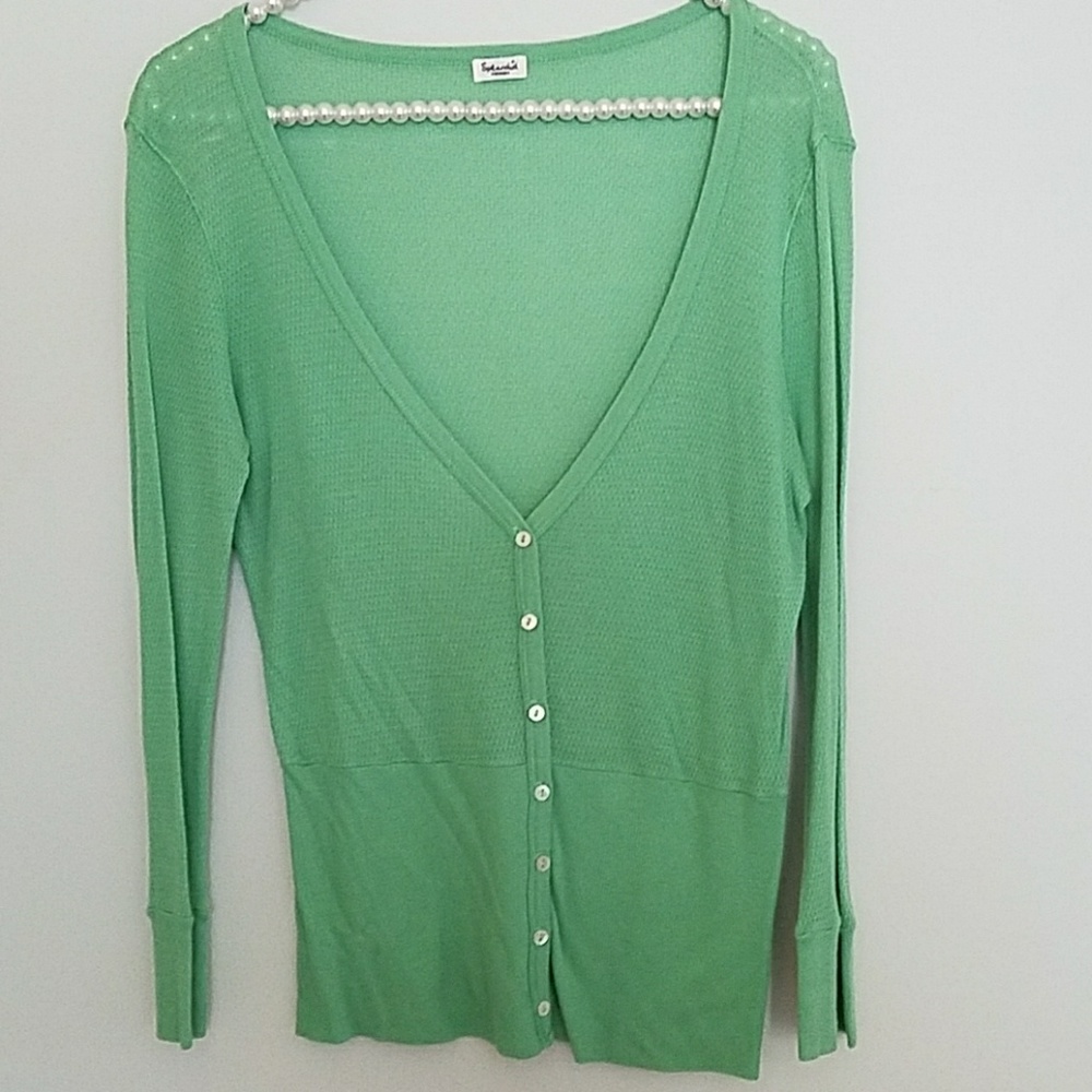 Splendid sweater. Green button cardigan.