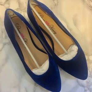 Never worn royal blue velvet flats