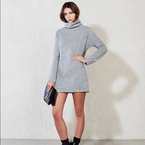gray turtleneck sweater dress