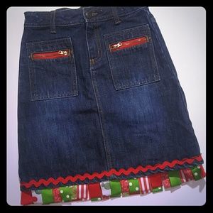 Holiday jean skirt.