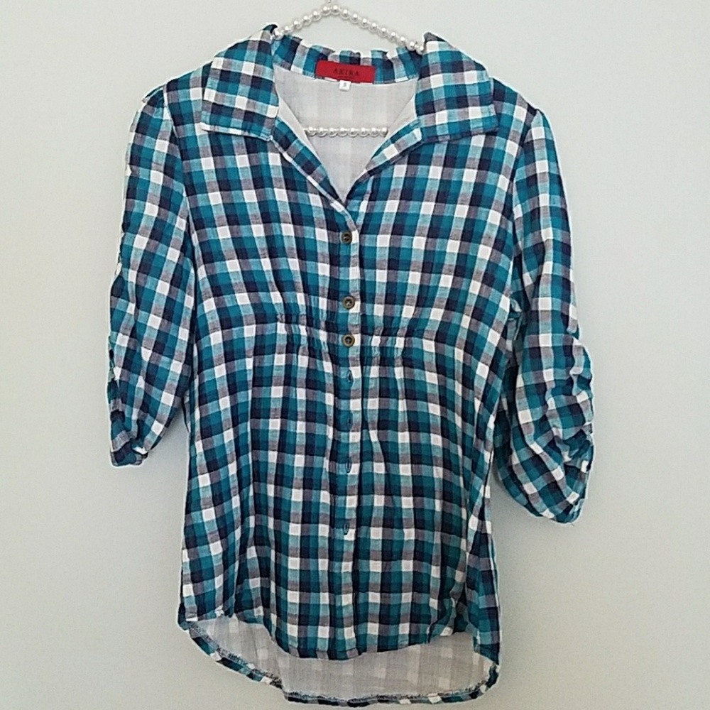 Akira plaid button down