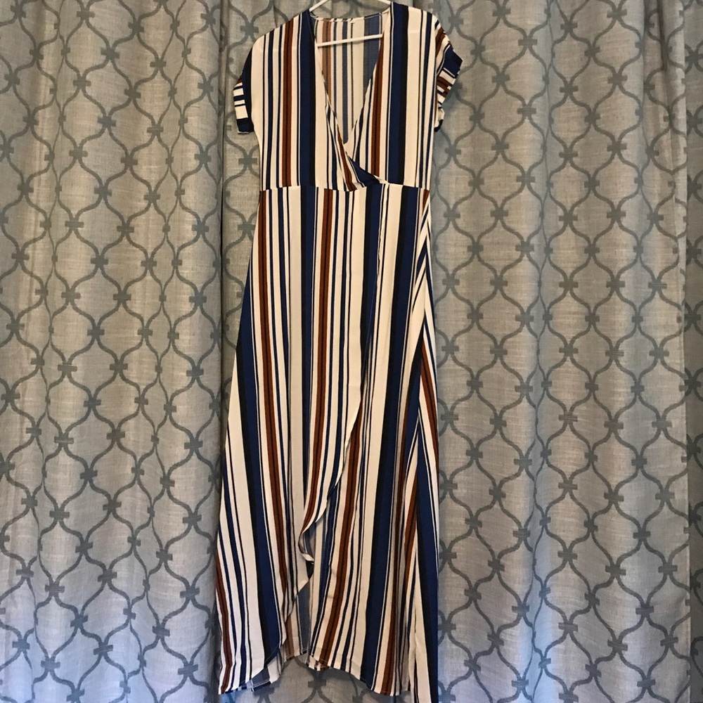 Faux wrap dress with high slit NWOT