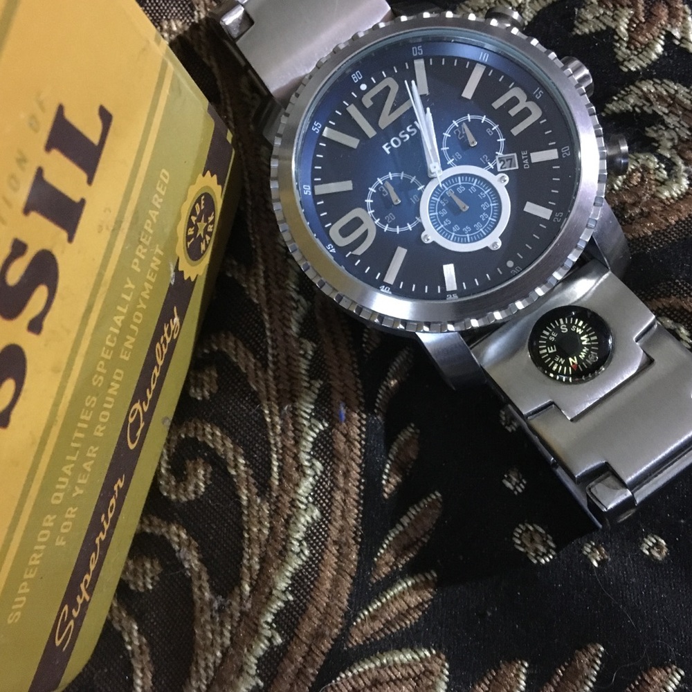 Men's Blue Faced Fossil Watch