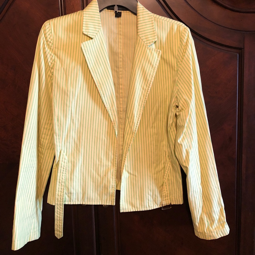 Yellow Blazer with Green Stripes