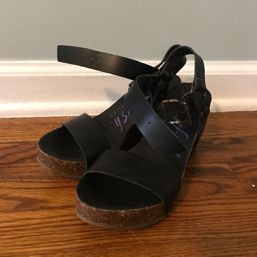 Blowfish Black strappy wedges