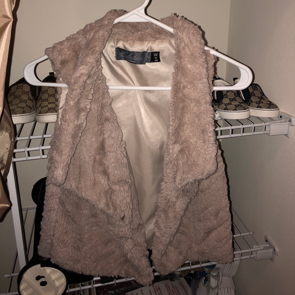 Light tan/cream faux fur vest