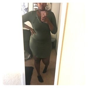Olive green casual dress