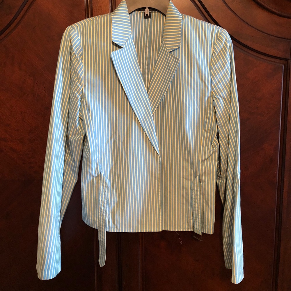Blue Blazer with Yellow Stripes