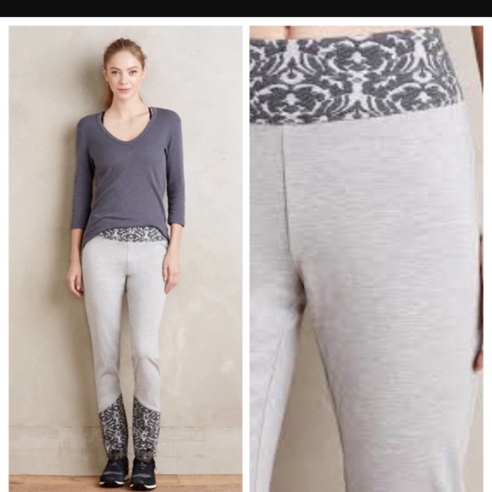 Anthropologie Pure+Good Jacquard Trim Leggings M - Picture 2 of 8